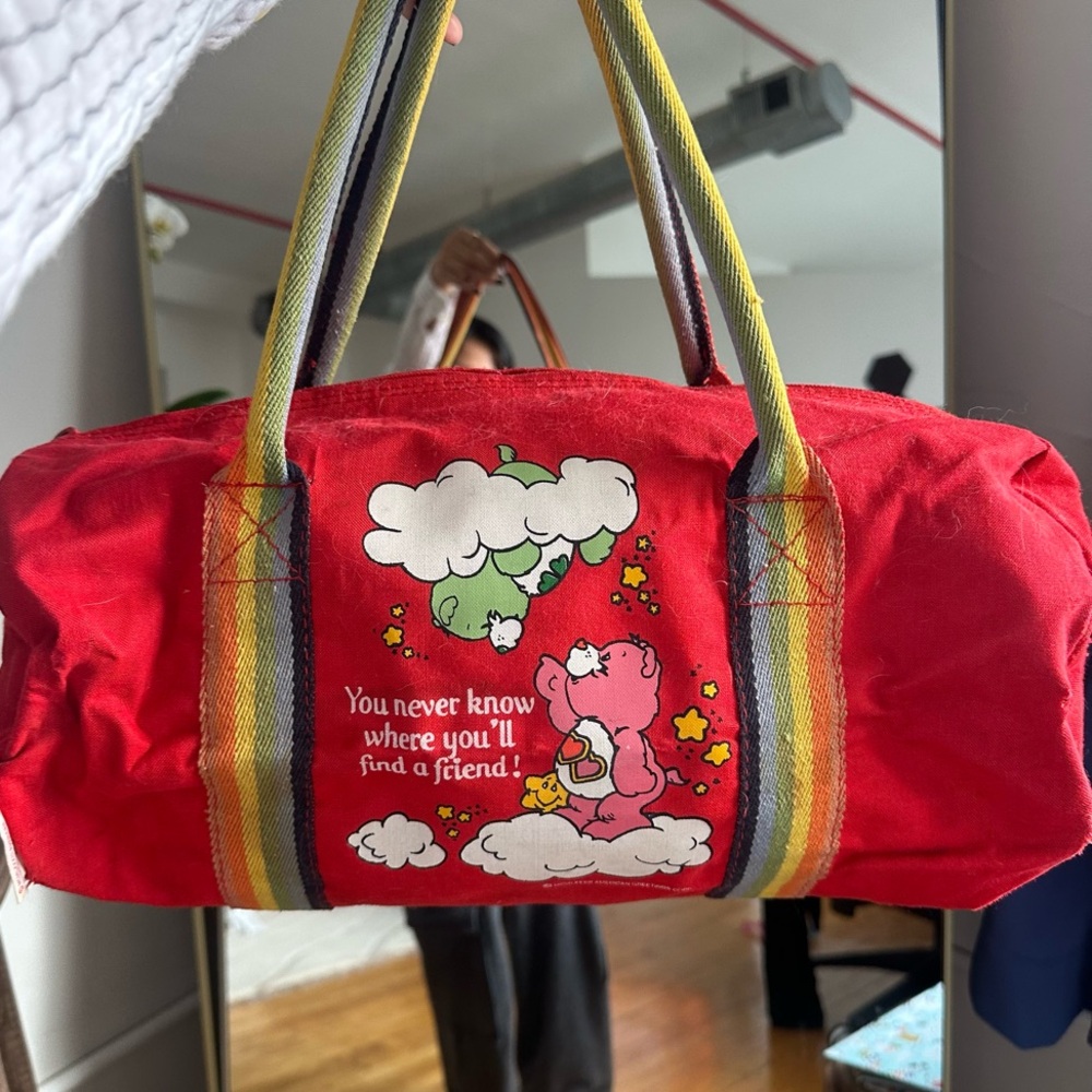Vintage Care Bears Red Travel Bag with Playful Design
